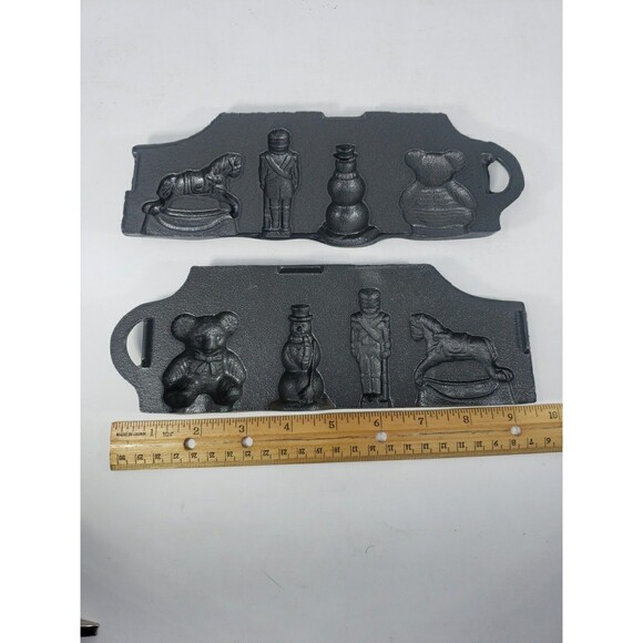 John Wright Christmas Candy Mold Cast Iron Bear Rocking Horse Snowman Soldier - Picture 9 of 16